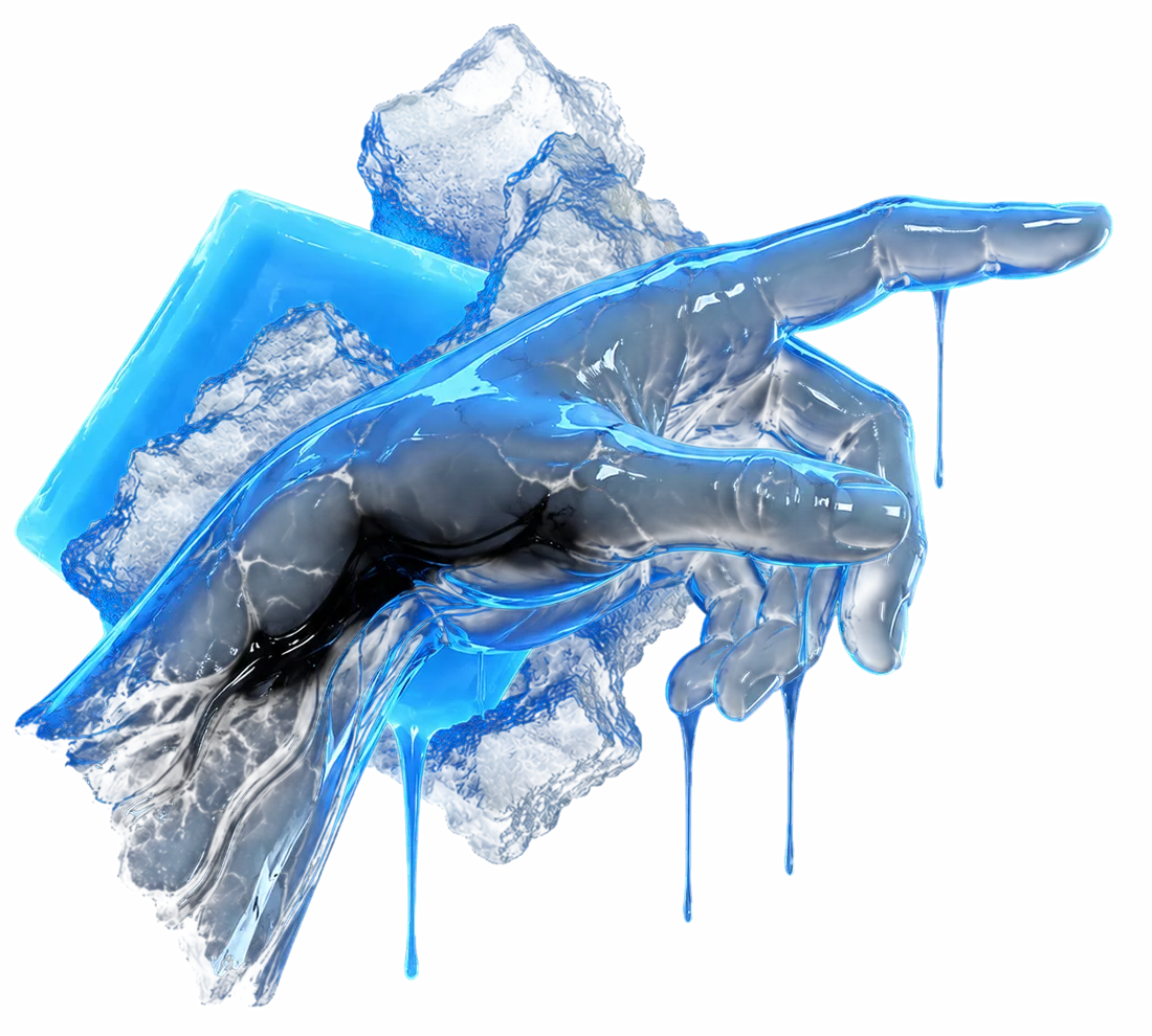 Sculptural hand glazed in electric blue, pointing forward